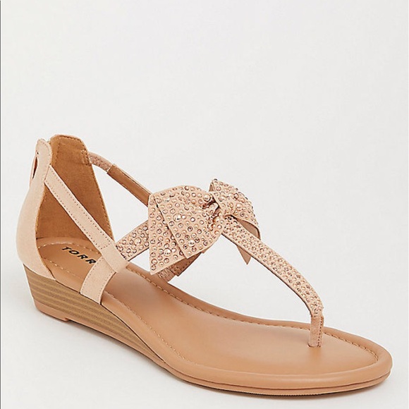 torrid Shoes - Nwt Torrid size 12W Blush Bow Micro Wedge Sandal